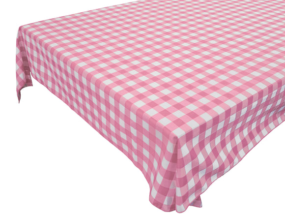 Cotton Gingham Checkered Tablecloth Pink