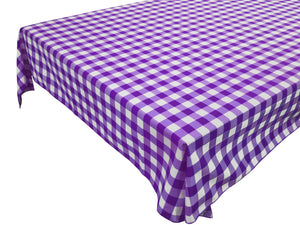 Cotton Gingham Checkered Tablecloth Purple