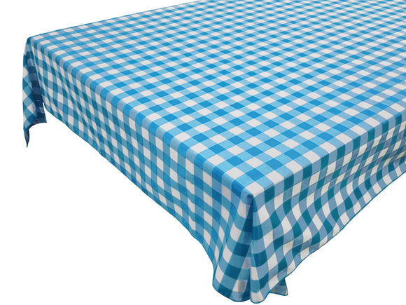 Cotton Gingham Checkered Tablecloth Turquoise