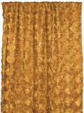 Satin Rosette 3D Pop up Flower Single Curtain Panel 54 Inch Wide - Gold