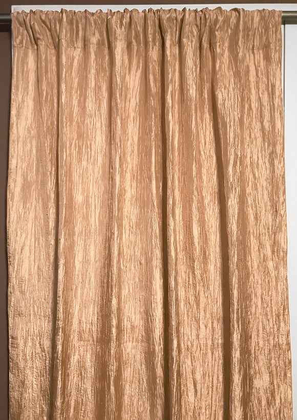 Crinkle Taffeta Crushed Pattern Single Curtain Panel 54 Inch Wide Gold