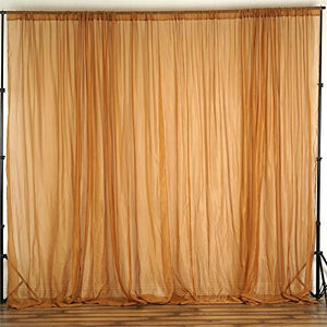 Sheer Chiffon Curtain Panel 58 Inch Wide Window Treatment Gold