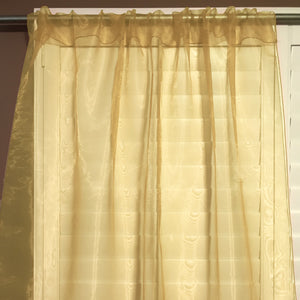 Sheer Tinted Organza Solid Single Curtain Panel 58 Inch Wide Gold