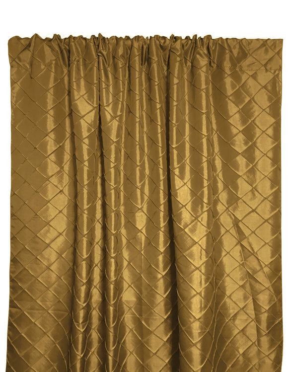Pintuck Taffeta Cross Stitch Pattern Single Curtain Panel 54 Inch Wide Gold