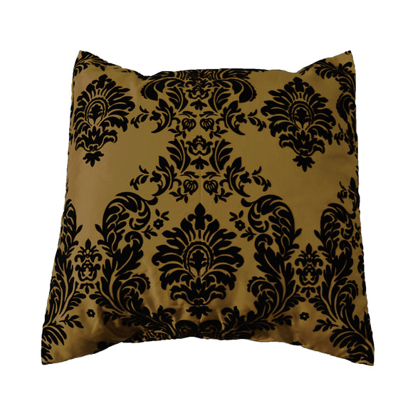 Flocked Damask Decorative Throw Pillow/Sham Cushion Cover Black on Gold