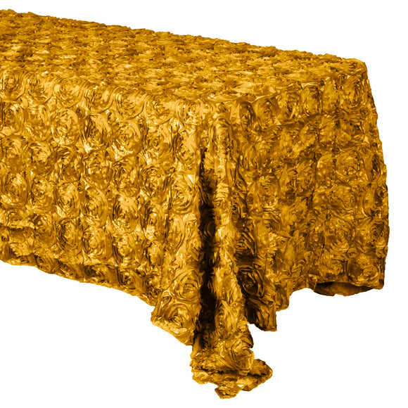 Satin Rosette 3D Pop-Up Floral Tablecloth Gold