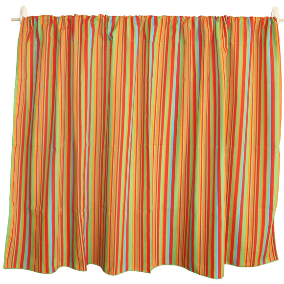 Cotton Curtain Stripe Print 58 Inch Wide / Multi Stripe Green Orange