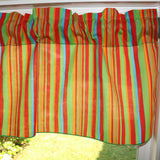 Cotton Window Valance Stripe Print 58 Inch Wide / Multi Stripes Green Orange