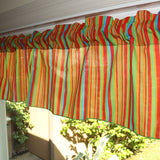 Cotton Window Valance Stripe Print 58 Inch Wide / Multi Stripes Green Orange