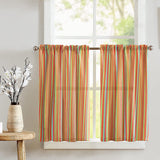 Cotton Multi Stripes Print Café Tier Curtains Window Treatment Kitchen Home Décor