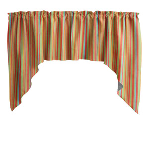 Swag Valance Cotton Multi Stripes Print 58" Wide / 36" Tall