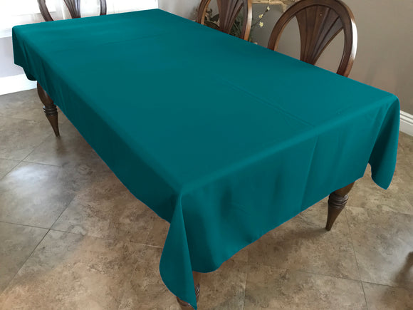 Polyester Poplin Gaberdine Durable Tablecloth Solid Green Teal