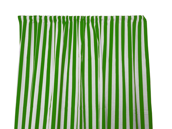 Cotton Curtain Stripe Print 58 Inch Wide / 1 Inch Stripe Green and White