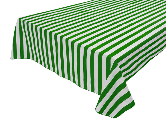 Cotton Tablecloth Stripes Print / 1 Inch Wide Stripe Green