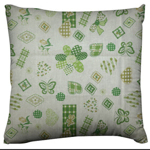 Quilted Butterflies Flowers and Hearts Floral Print Decorative Cotton Throw Pillow/Sham Cushion Cover Green