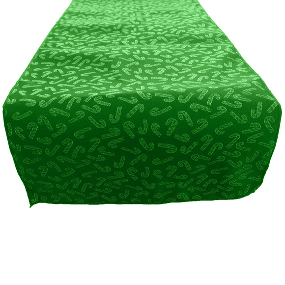 Brocade Table Runner Christmas Holiday Collection Glittery Candy Canes Green