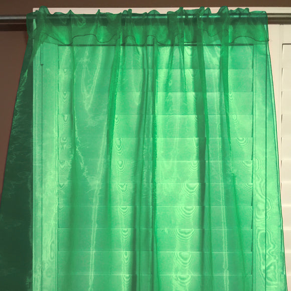 Sheer Tinted Organza Solid Single Curtain Panel 58 Inch Wide Green