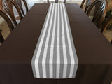 Cotton Print Table Runner 1 Inch Wide Stripes Grey