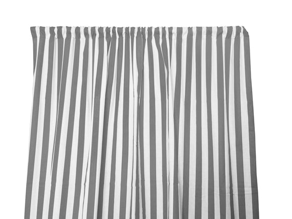 Cotton Curtain Stripe Print 58 Inch Wide / 1 Inch Stripe Grey and White