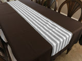 Cotton Print Table Runner 1 Inch Wide Stripes Grey