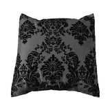 Flocked Damask Decorative Throw Pillow/Sham Cushion Cover Black on Grey