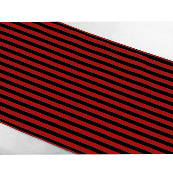 Cotton Print Table Runner Half Inch Wide Stripes Red and Black