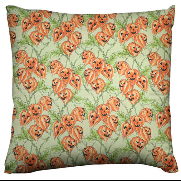 Halloween Themed Decorative Throw Pillow/Sham Cushion Cover Pumpkin Vines Green