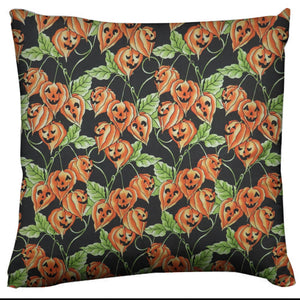 Halloween Themed Decorative Throw Pillow/Sham Cushion Cover Pumpkin Vines Orange Black