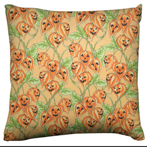 Halloween Themed Decorative Throw Pillow/Sham Cushion Cover Pumpkin Vines Orange