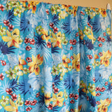 Cotton Curtain Floral Print 58 Inch Wide Hawaiian Tropical Aqua