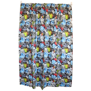 Cotton Curtain Floral Print Hawaiian Tropical 58 Inch Wide - Black