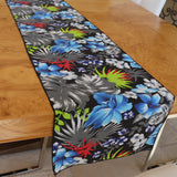 Cotton Print Table Runner Floral Tropical Hawaiian Black