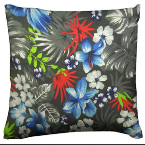 Cotton Hawaiian Print Floral Decorative Throw Pillow/Sham Cushion Cover Black