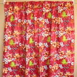 Cotton Curtain Floral Print 58 Inch Wide Hawaiian Tropical Red