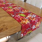 Cotton Print Table Runner Floral Tropical Hawaiian Red