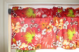 Cotton Window Valance Floral Print 58 Inch Wide Tropical Hawaiian Red