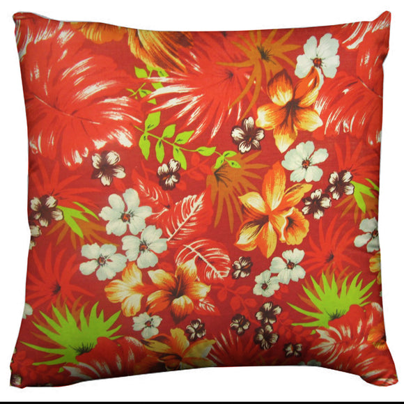 Cotton Hawaiian Print Floral Decorative Throw Pillow/Sham Cushion Cover Red