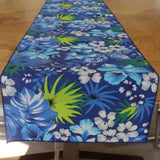 Cotton Print Table Runner Floral Tropical Hawaiian Royal Blue