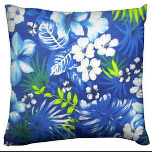 Cotton Hawaiian Print Floral Decorative Throw Pillow/Sham Cushion Cover Royal Blue
