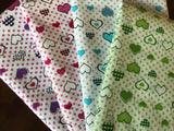 Cotton Tablecloth Floral Hearts Print Hearts and Dots Purple