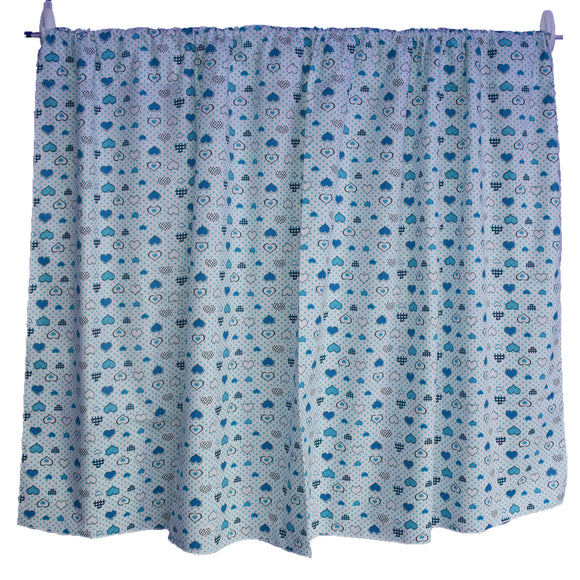 Cotton Curtain Hearts Print 58 Inch Wide Hearts and Dots Blue