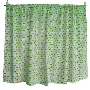 Cotton Curtain Hearts Print 58 Inch Wide Hearts and Dots Green