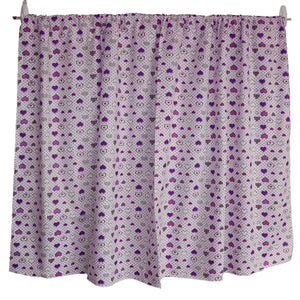 Cotton Curtain Hearts Print 58 Inch Wide Hearts and Dots Purple