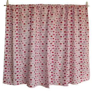 Cotton Curtain Hearts Print 58 Inch Wide Hearts and Dots Red