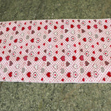 Cotton Print Table Runner Floral Hearts and Dots Red