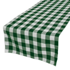 Poplin Table Runner Gingham Checkered - Hunter Green