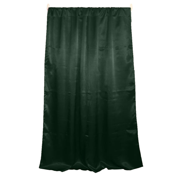 Shiny Satin Solid Single Curtain Panel Drapery 58 Inch Wide Hunter Green