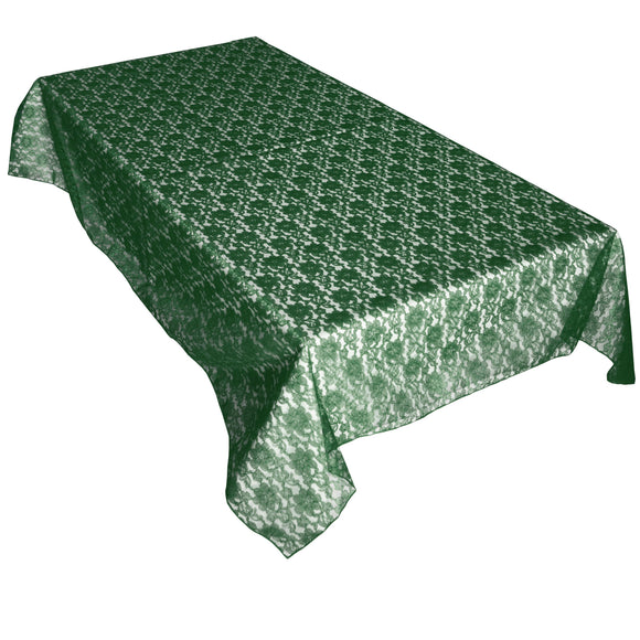 Sheer Lace Tablecloth Overlay Wedding and Party Decoration Hunter Green