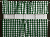 Poplin Gingham Checkered 2 Piece Window Valance Curtain Set (18 different colors)