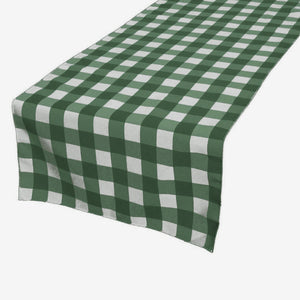Cotton Print Table Runner Gingham Checkered - Hunter Green